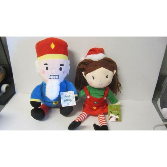 NWT 2 ADORABLE CHRISTMAS PLUSH NUTCRACKER AND LITTLE GIRL BY LINZY TOYS - Picture 3 of 3